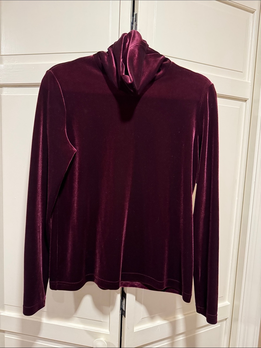 Women's Velvet Turtleneck Sweater in Deep Wine